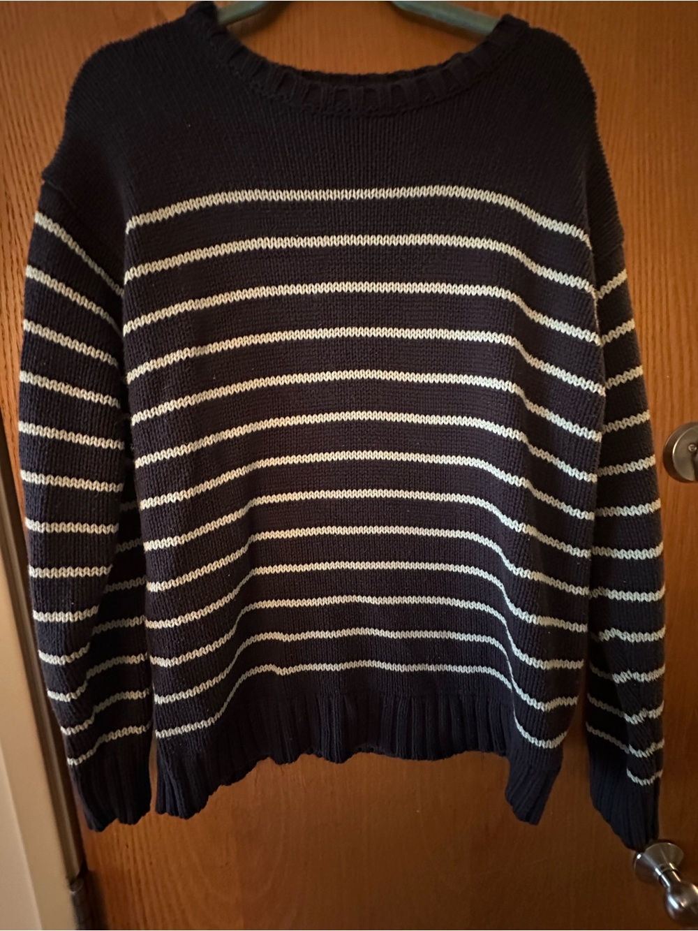 Aeropostale Navy and Baby Blue Striped Knit Pullover